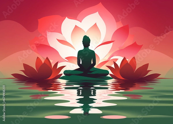 Fototapeta silhouette of a person meditating