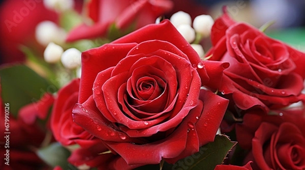Obraz red roses with water drops