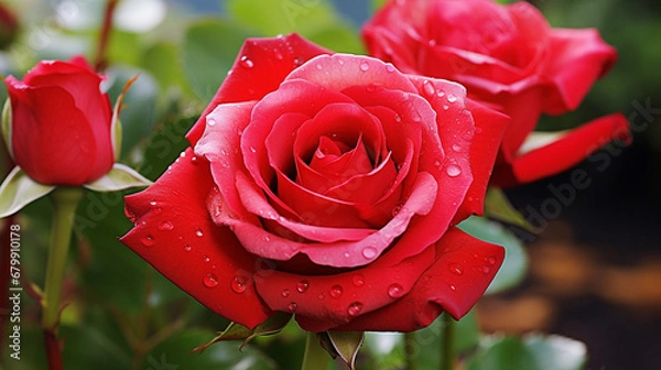 Fototapeta red rose in garden