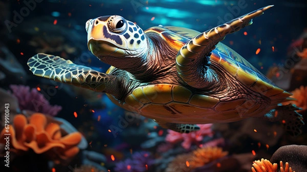 Fototapeta turtle swimming