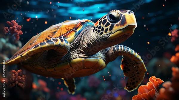 Obraz sea turtle swimming