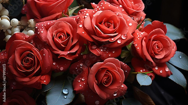 Fototapeta bouquet of red roses