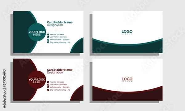 Fototapeta Template design card simple design with two color version green & red 