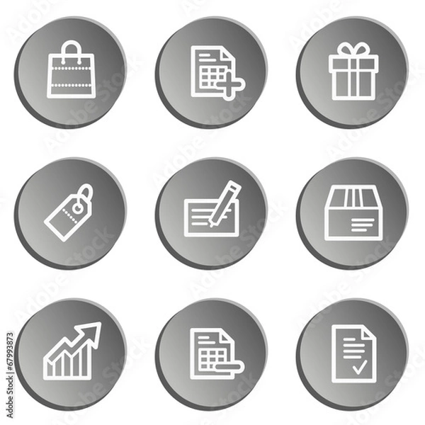 Fototapeta Shopping web icon set 1 , grey stickers set