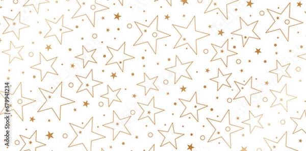 Fototapeta Vector illustration Stars seamlessly patterns with Golden stars isolated on white backgrounds for book covers, Digital interfaces, prints design templates material, banner, poster ads, advertisements