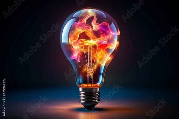 Fototapeta Abstract creative light bulb, Generative AI