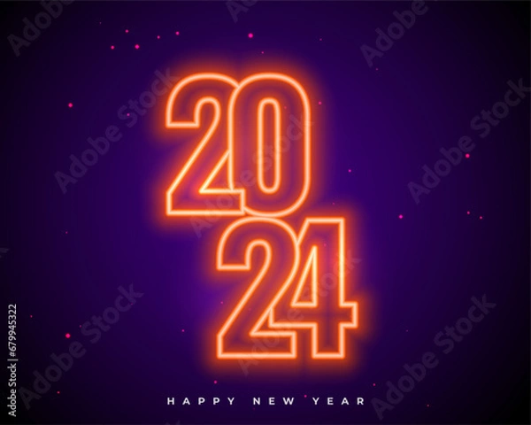 Fototapeta glowing 2024 new year occasion background with neon effect