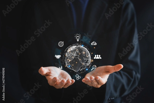 Fototapeta AI, Artificial Intelligence, technology smart robot AI, artificial intelligence by enter command internet of things(iot) of technology enhancing global business capabilities.