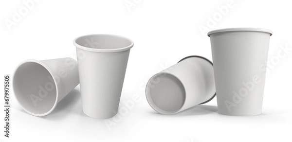 Fototapeta white plastic cups on transparent background