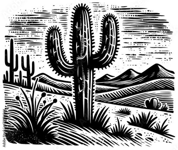 Obraz Desert Cactus Linocut