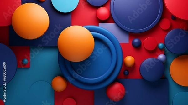 Fototapeta Geometric colorful shapes 3d render visual background