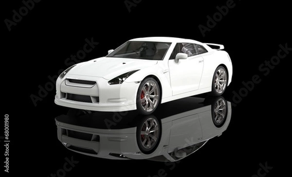Obraz Cool white car on reflective background