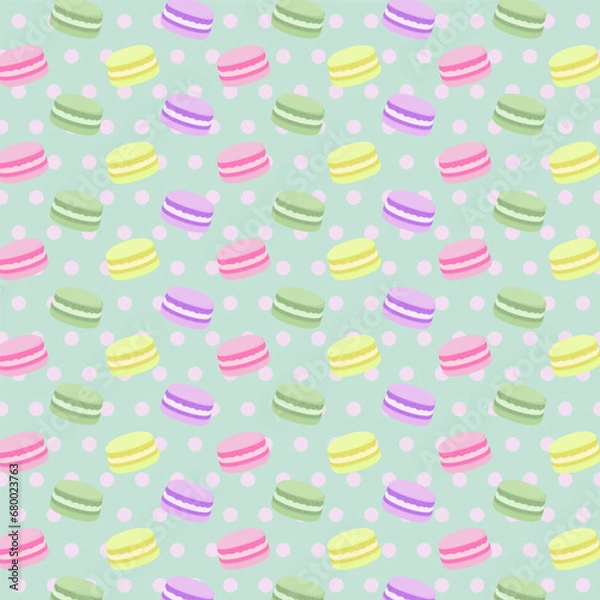 Fototapeta seamless pattern with colourful macaroons, vector illustration, eps