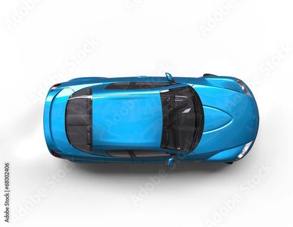 Obraz Bright blue car top view