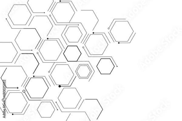 Fototapeta Hexagon geometric chemical pattern,molecular structure