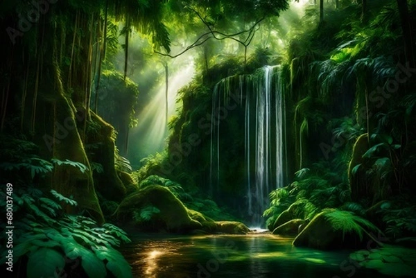 Fototapeta waterfall in the jungle