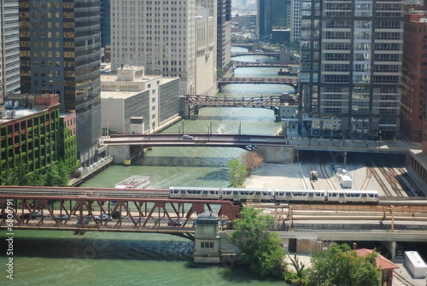 Obraz Bridges along the river in downtown Chicago