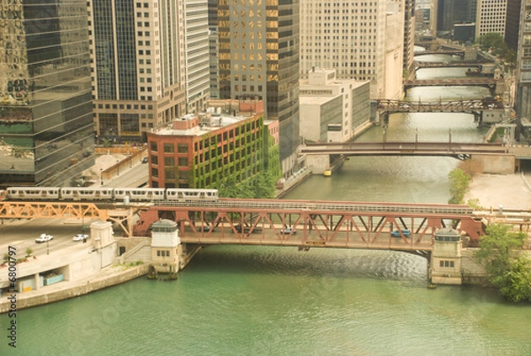 Obraz Bridges along the river in downtown Chicago