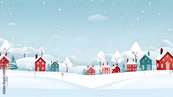 Fototapeta winter background with houses and snow