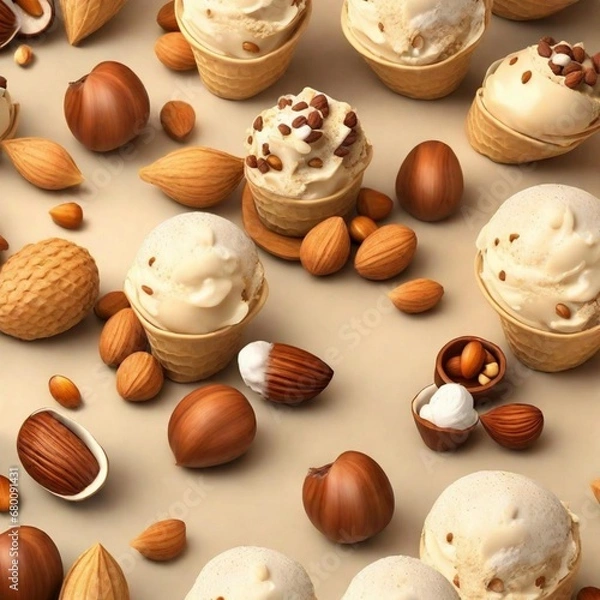 Fototapeta chocolate candies and nuts with simple backgrround