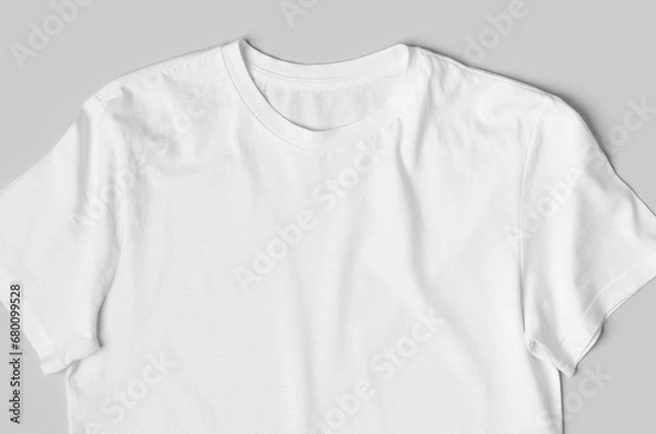 Fototapeta Men's crew neck t-shirt mockup, closeup.