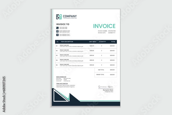 Obraz Creative professional invoice design for corporate business 