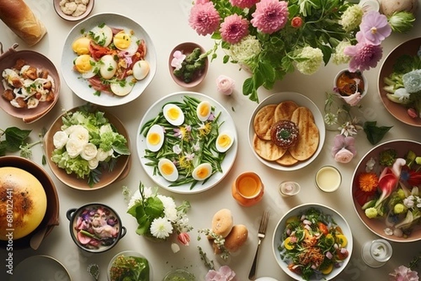 Obraz Family Easter Brunch with Spring Delicacies

