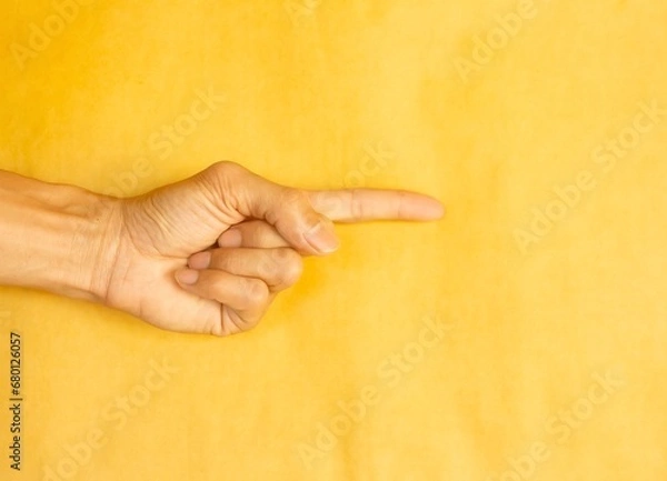 Fototapeta Male left hand counting one isolated.