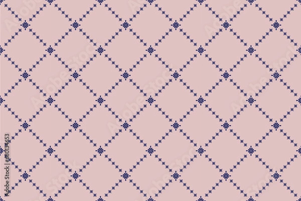 Fototapeta Diagonal cross-grid pattern, repeat and seamless, geometric and floral element for textile, tile, wallpaper or wrapping