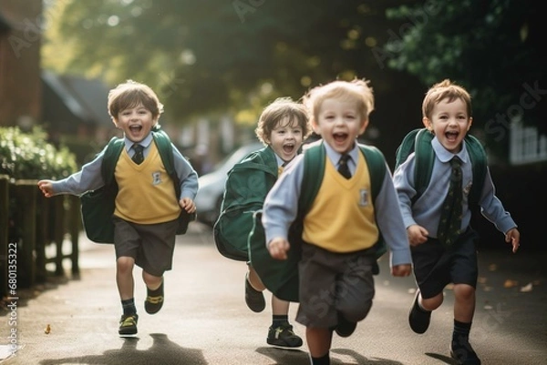 Obraz Cheerful Classroom Capturing First Day Joy