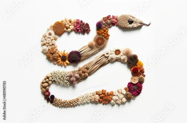 Obraz ドライフラワーで作った巳年の蛇