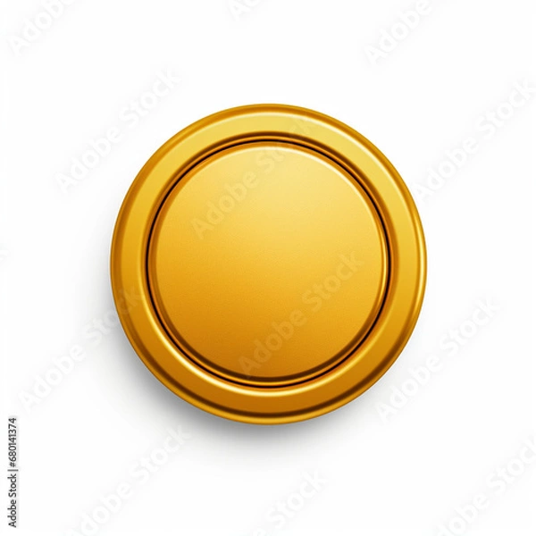 Fototapeta golden button on a white background created with Generative Ai