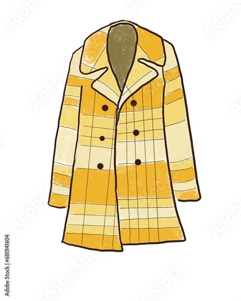Fototapeta Illustration of autumn yellow plaid coat