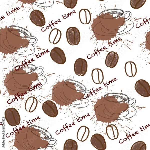 Fototapeta Coffee time seamless pattern