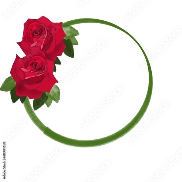 Fototapeta red roses round frame