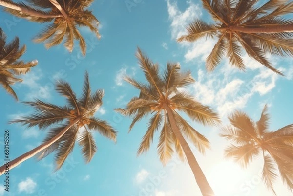 Fototapeta Palm trees and sky background
