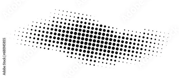 Fototapeta Dots pattern. Halftone dots curved gradient pattern background. Curve dotted spot using half tone circle dot texture. Vector illustration.