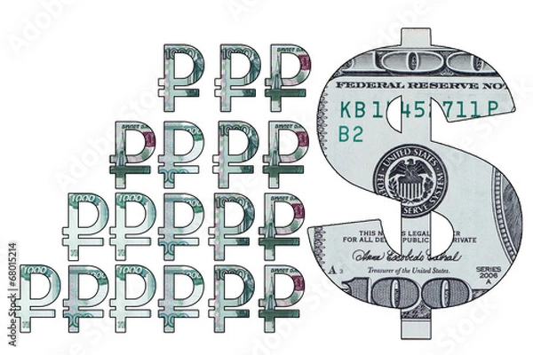 Fototapeta Visual relationship exchange rate of the ruble and dollar