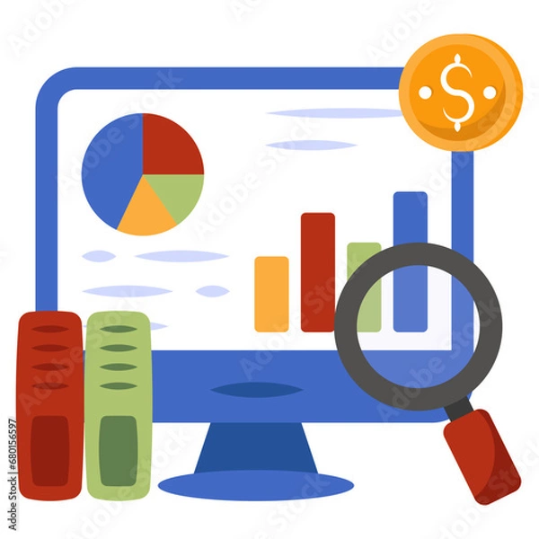 Fototapeta A flat design icon of data analysis 


