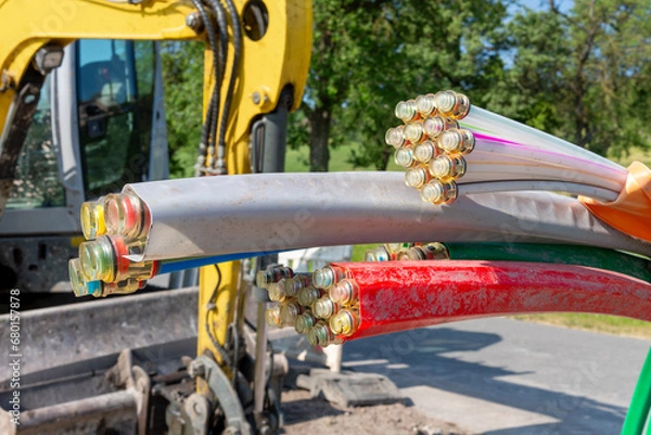 Obraz Baustelle mit Breitbandkabel zur Erschließung kleiner Dörfer