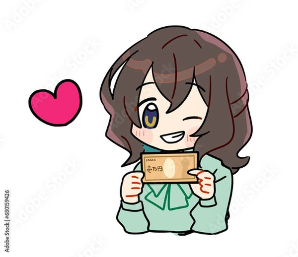 Obraz お金に関するかわいい女性のイラスト素材
