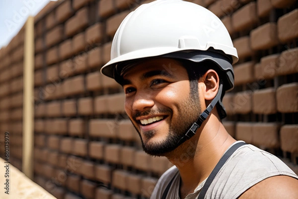 Obraz portrait of a construction worker- Generative AI