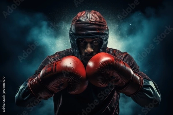 Fototapeta A Boxer Fights Through the Shadows in a Display of Power
