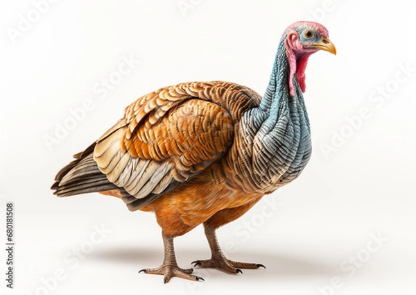 Fototapeta Colorful turkey isolated on the white background, High quality photo of turkey