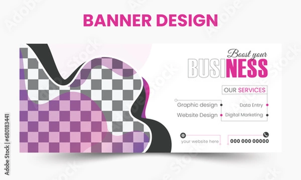 Fototapeta professional corporate business banner design. Horizontal header web banner or background design. social Media Cover ads banner, flyer, invitation card.