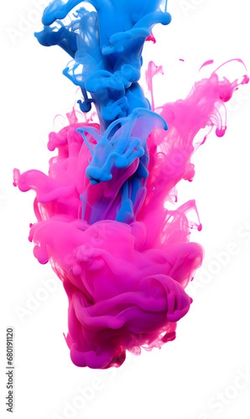 Fototapeta Magenta and blue thick smoke on a transparent background. High-resolution