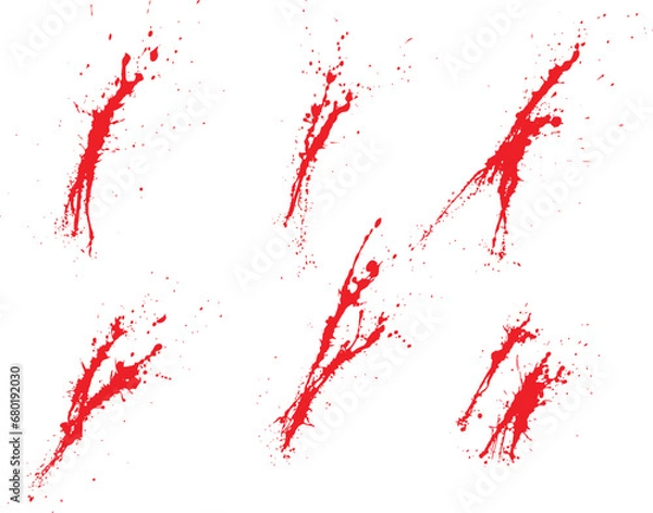 Fototapeta Collection of drop blood splatter vector