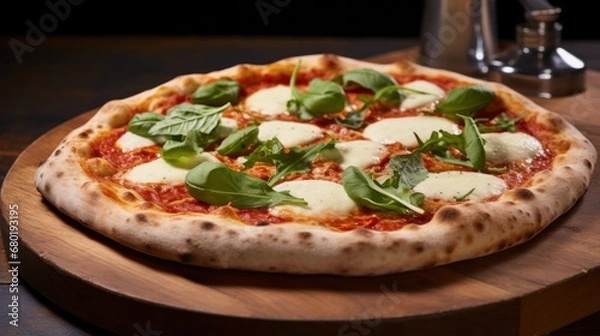 Fototapeta pizza in a box on the background of the kitchen