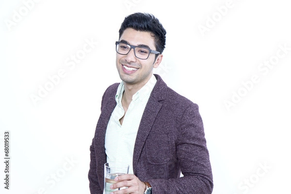 Obraz mann mit brille lacht