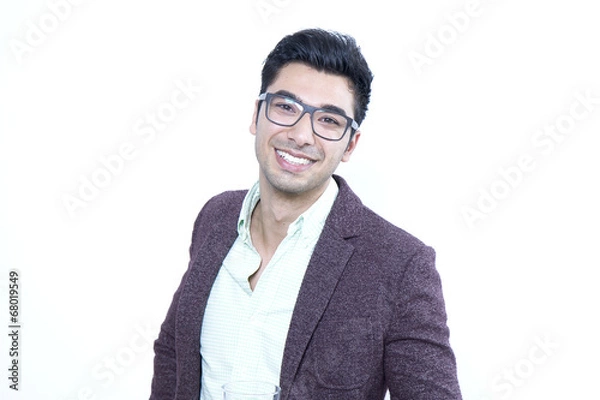 Obraz mann mit brille lacht